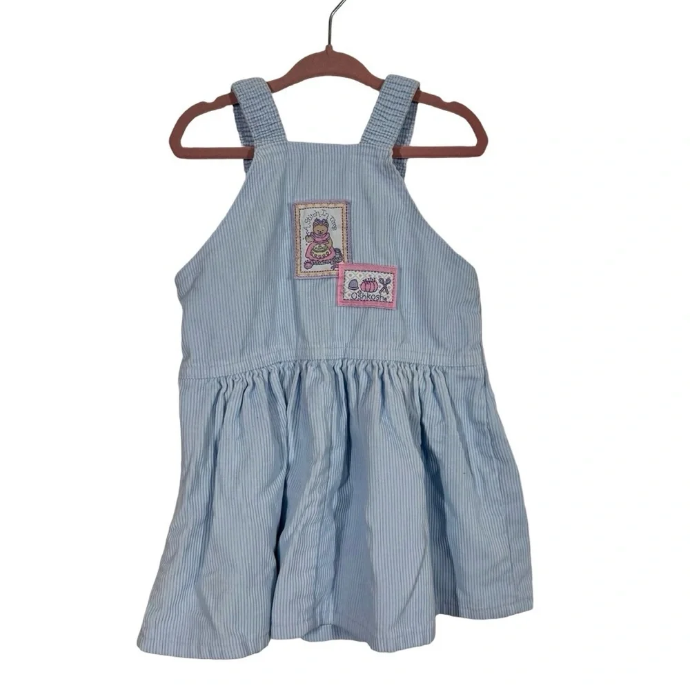 Vintage Oshkosh Corduroy Blue Overall Dress A Stitch in Time Made in USA 80s